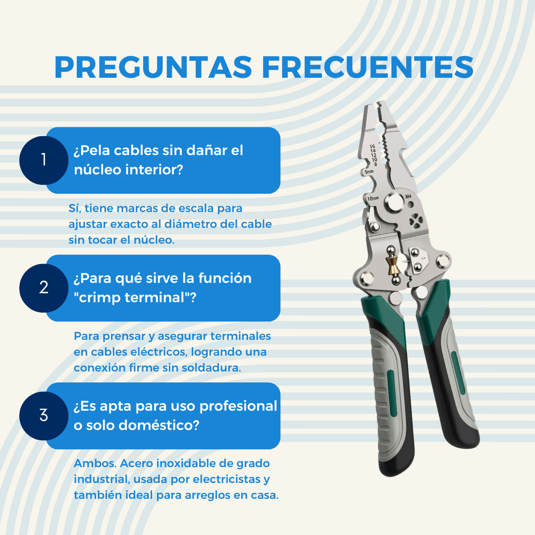 Preguntas frecuentes sobre la pinza pelacables multifunci&oacute;n